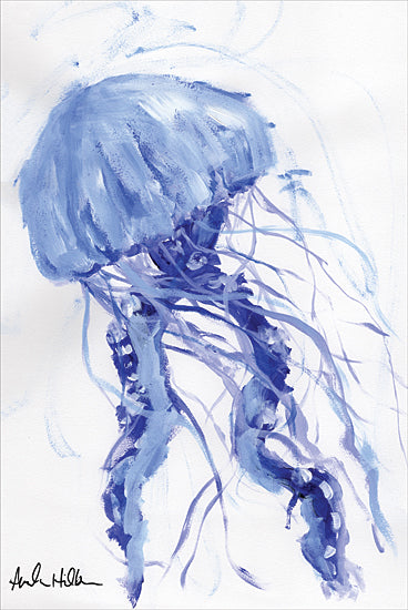 Amanda Hilburn AH127 - AH127 - Blue Jellyfish - 12x18 Coastal, Jellyfish, Blue Jellyfish, Aquatic Animal from Penny Lane