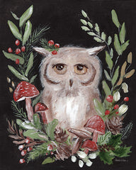 AH142 - Christmas Owl and Mushrooms - 12x16