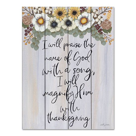 Ashley Justice AJ103PAL - AJ103PAL - I Will Praise the Name of God - 12x16 I Will Praise the Name of God, Religious, Flowers, Fall Flowers, Typography, Signs from Penny Lane