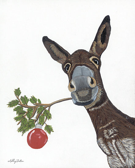 Ashley Justice AJ116 - AJ116 - Otis - 12x16 Christmas, Holidays, Ornament, Pine Sprig, Whimsical, Donkey, Brown Donkey, Winter from Penny Lane