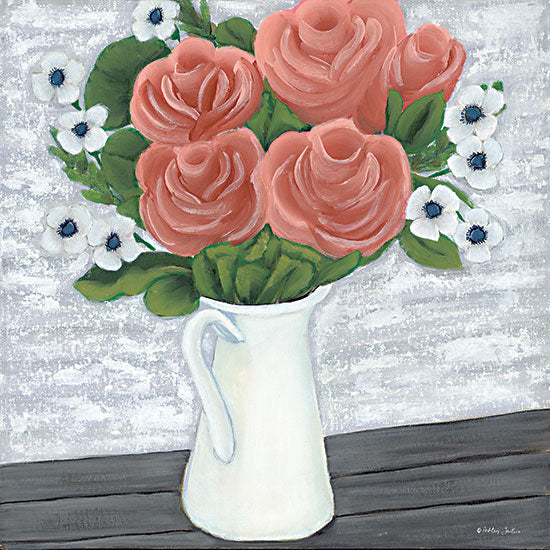 Ashley Justice AJ127 - AJ127 - Hello Spring - 12x12 Flowers, Pink Roses, Roses, Pitcher, Country, Spring, Springtime from Penny Lane