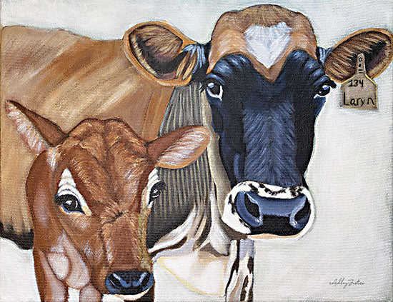 Ashley Justice AJ171 - AJ171 - Two Cows - 16x12 Cows, Mother, Calf, Farm Animals, Brown Cows from Penny Lane