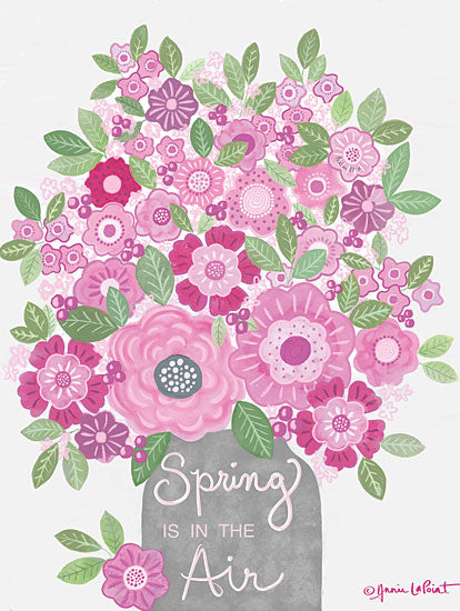 Annie Lapoint ALP2096 - ALP2096 - Spring is in the Air - 12x16 Spring is in the Air, Spring, Springtime, Flowers, Pink Flowers, Bouquet, Signs, Typography from Penny Lane