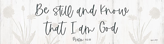 Annie LaPoint ALP2402 - ALP2402 - Be Still and Know - 20x5 Religious, Be Still and Know That I Am God, Psalm, Bible Verse, Typography, Signs, Textual Art, Flower Silhouettes from Penny Lane