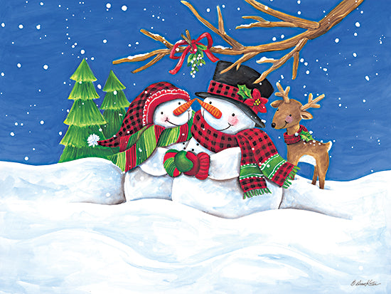 Diane Kater ART1281 - ART1281 - Snow Couple - 16x12 Snow Couple, Winter, Reindeer, Whimsical, Snowmen from Penny Lane