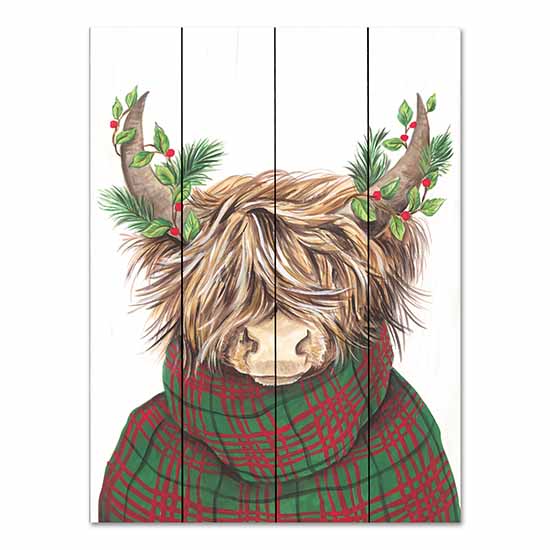 Diane Kater ART1290PAL - ART1290PAL - Christmas Highland Cow - 12x16 Christmas, Holidays, Cow, Highland Cow, Lodge, Winter, Whimsical from Penny Lane
