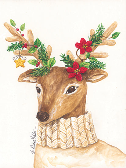 Diane Kater ART1293 - ART1293 - Christmas Deer - 12x16 Christmas, Holidays, Deer, Greenery, Lodge, Winter, Whimsical from Penny Lane
