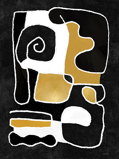 Amber Sterling AS210 - AS210 - Freeform Shapes II - 12x16 Abstract, Shapes, Black, White, Gold, Contemporary from Penny Lane
