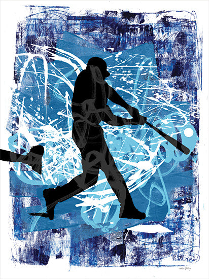 Amber Sterling AS254 - AS254 - Hit - 12x16 Sports, Baseball, Abstract, Baseball Player, Black, Blue, Silhouette, Masculine, Contemporary from Penny Lane