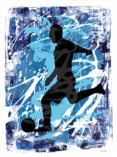 Amber Sterling AS256 - AS256 - Kick - 12x16 Sports, Soccer, Abstract, Soccer Player, Black, Blue, Silhouette, Masculine, Contemporary from Penny Lane