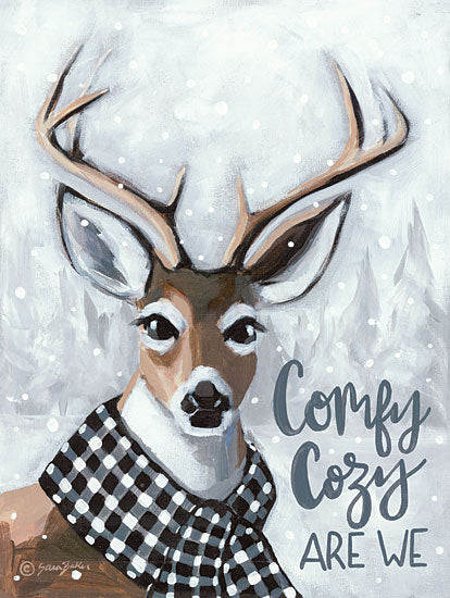 Sara Baker BAKE110 - BAKE110 - Comfy Cozy    - 12x16 Signs, Typography, Deer, Scarf, Winter, Snow, Comfy Cozy from Penny Lane