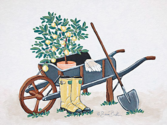 Sara Baker BAKE194 - BAKE194 - Garden Time & Sunshine II - 16x12 Wagon, Lemon Tree, Shovel, Boots, Garden from Penny Lane