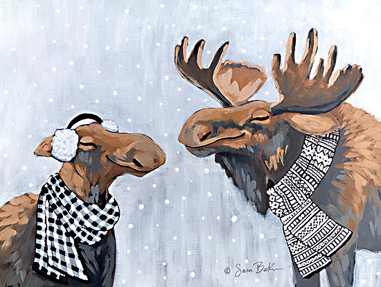 Sara Baker BAKE196 - BAKE196 - Winter Moose Kisses - 16x12 Moose, Winter, Humorous, Animals from Penny Lane