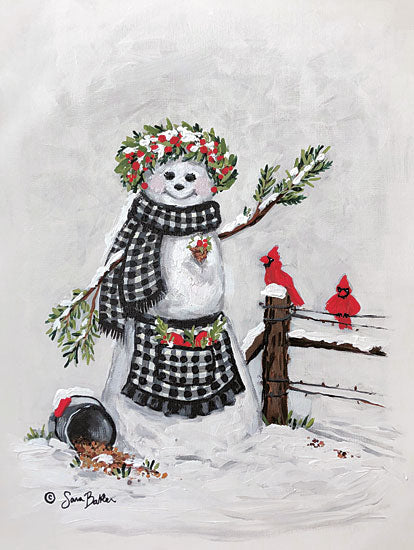 Sara Baker BAKE210 - BAKE210 - Frosty Friends II - 12x16 Snowman, Cardinals, Snow Lady, Nature, Winter, Holidays, Christmas from Penny Lane