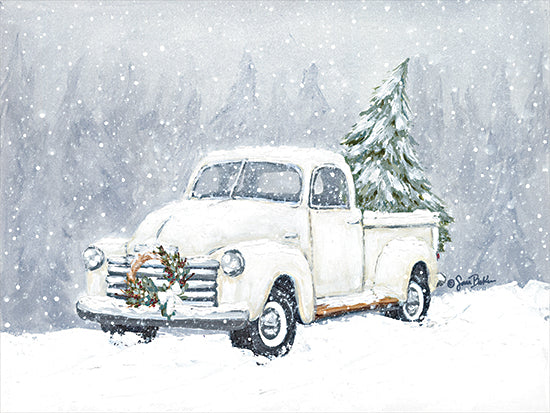 Sara Baker BAKE257 - BAKE257 - A Vintage Tree Tradition I - 16x12 Christmas, Holidays, Truck, White Truck, Christmas Tree, Winter, Snow, Vintage from Penny Lane