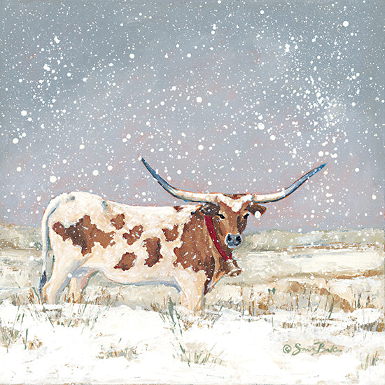 Sara Baker BAKE269 - BAKE269 - Longhorn Holiday   - 12x12 Cow, Longhorn Cow, Winter, Snow, Landscape, Bell, Holidays, Christmas from Penny Lane