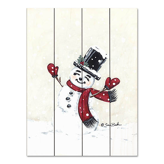 Sara Baker BAKE279PAL - BAKE279PAL - Jolly Red Snowman - 12x16 Snowman, Winter, Whimsical, Top Hat, Red, Cream from Penny Lane