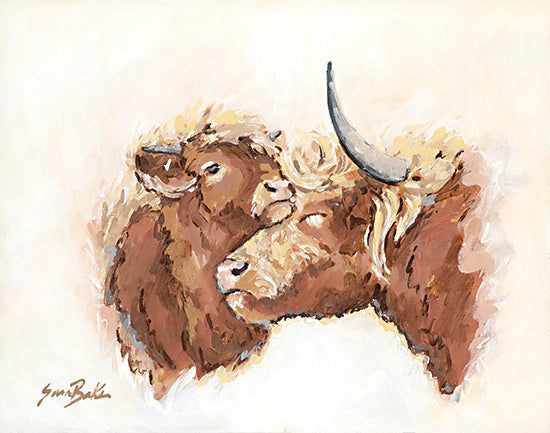 Sara Baker BAKE294 - BAKE294 - Chin Up Little One - 12x16 Cows, Highland Cows, Mother & Child, Farm Animals, Abstract, Love from Penny Lane