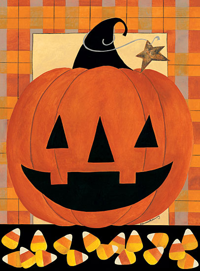 Bernadette Deming BER1372 - BER1372 - Candy Corn Jack O'lantern - 12x16 Candy Corn, Pumpkin, Jack O'lantern, Plaid, Star, Halloween from Penny Lane