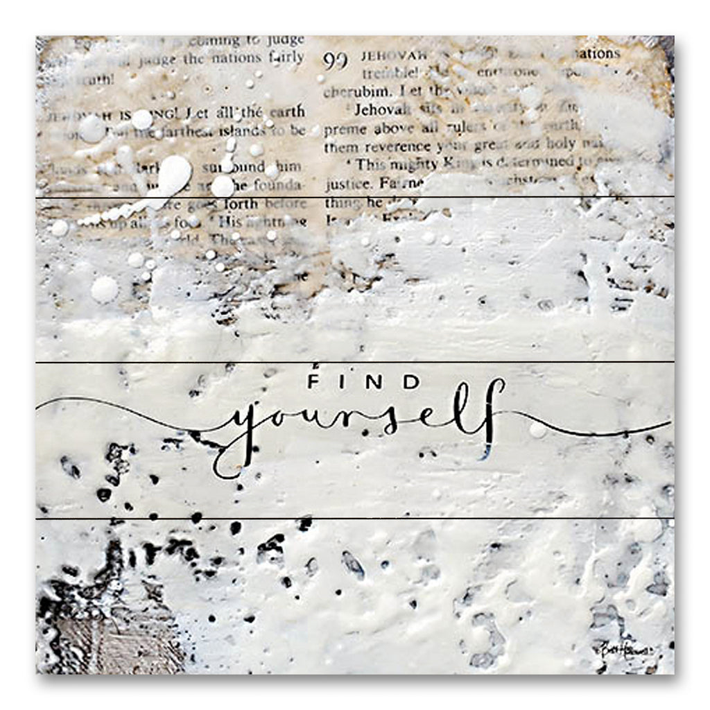 Britt Hallowell BHAR568PAL - BHAR568PAL - Find Yourself - 12x12 Abstract, Typography, Signs, Find Yourself, Inspirational, Textured, Book Page from Penny Lane