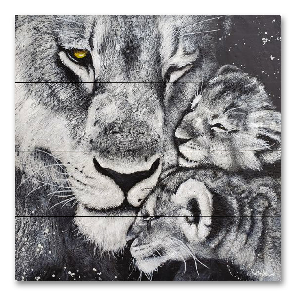 Britt Hallowell BHAR574PAL - BHAR574PAL - Lioness - 12x12 Lions, Lioness, Mother and Children, Cubs, Baby Lions, Black & White  from Penny Lane