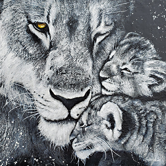 Britt Hallowell BHAR574 - BHAR574 - Lioness - 12x12 Lions, Lioness, Mother and Children, Cubs, Baby Lions, Black & White  from Penny Lane
