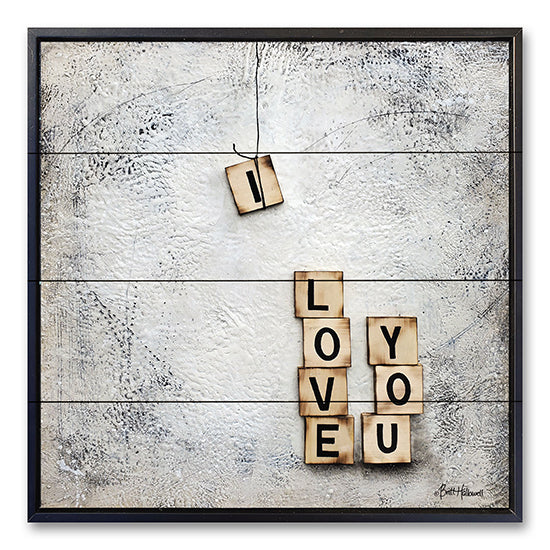 Britt Hallowell BHAR578PAL - BHAR578PAL - I Love You - 12x12 Abstract, I Love You, Love, Scrabble Tiles, Textured, Typography, Signs from Penny Lane