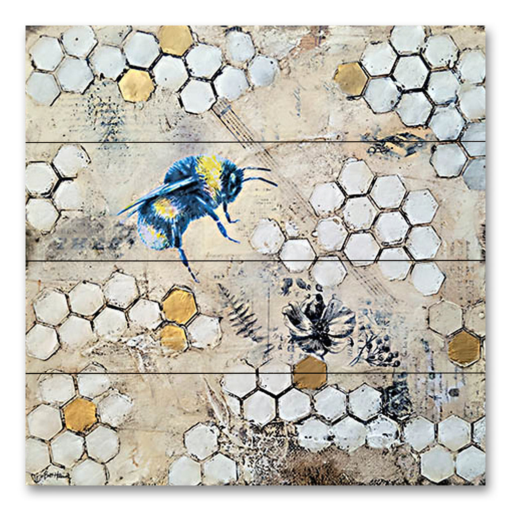 Britt Hallowell BHAR599PAL - BHAR599PAL - Busy Bees 2 - 12x12 Abstract, Bees, Honey Bees, Hive, Patterns, Geometric Shapes, Textured Art, Spring from Penny Lane