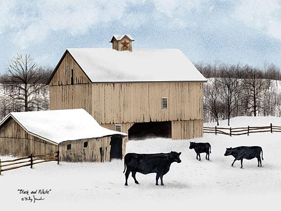 Billy Jacobs BJ1090 - Black & White - Cow, Snow, Winter, Barn, Farm from Penny Lane Publishing