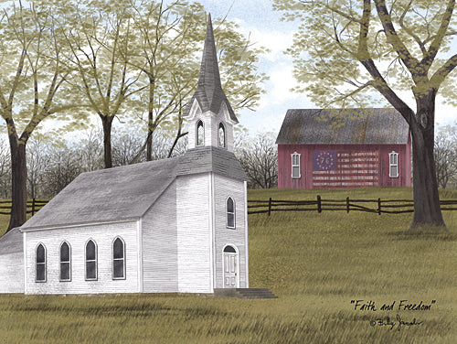 Billy Jacobs BJ1123 - Faith and Freedom - Church, Barn, Patriotic, Landscape, Religious from Penny Lane Publishing