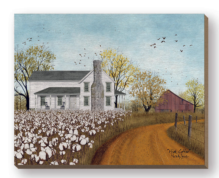 Billy Jacobs BJ1200FW - BJ1200FW - High Cotton - 20x16 Folk Art, Farm, Cotton, Cotton Fields, House, Homestead, Road, Dirt Road, Landscape, Barn  from Penny Lane