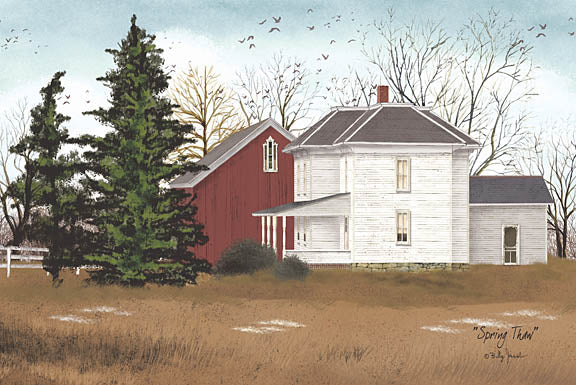 Billy Jacobs BJ127A - BJ127A - Spring Thaw - 12x16 Spring Thaw, Barn, Red Barn, House, Trees, Spring, Primitive from Penny Lane
