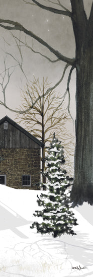 Billy Jacobs BJ1304 - BJ1304 - Silent Night Panel - 8x24  Barn, Landscape, Folk Art, Winter, Snow, Trees, Silent Night, Evening, Stars from Penny Lane