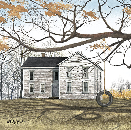 Billy Jacobs BJ1342 - BJ1342 - The Old Farmhouse II - 12x12 Folk Art, House, Homestead, Farmhouse/Country, Trees, Landscape, Tire Swing, The Old Farmhouse from Penny Lane
