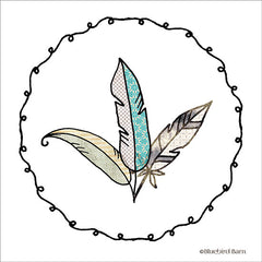 BLUE203 - Whimsical Boho Feathers Knotted Frame - 12x12