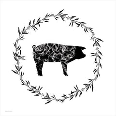 BLUE529 - Farm Floral Pig - 12x12