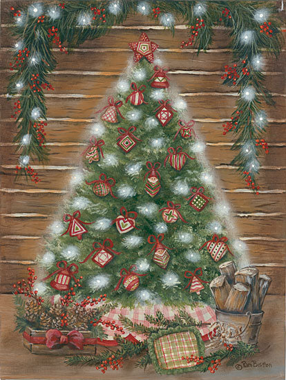 Pam Britton BR520 - BR520 - A Log Cabin Christmas - 12x16 Christmas Tree, Log Cabin, Holidays, Christmas, Lights, Lodge, Rustic from Penny Lane
