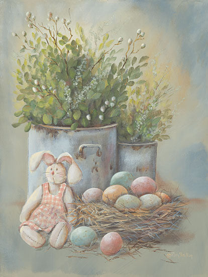 Pam Britton BR528 - BR528 - Rustic Easter Vignette - 12x16 Easter, Rabbit, Doll, Easter Eggs, Greenery, Plants, Pots, Spring, Rustic from Penny Lane
