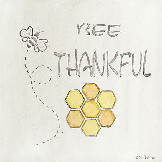 Pam Britton BR543 - BR543 - Bee Thankful - 12x12 Be Thankful, Bees, Honeycomb, Thankful, Signs, Insects from Penny Lane