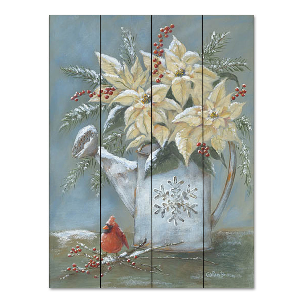 Pam Britton BR548PAL - BR548PAL - Holiday Cheer - 12x16 Christmas, Holidays, Cardinal, Birds, Watering Can, Poinsettias, Christmas Flowers, Pine Springs, Berries, Winter, Farmhouse/Country from Penny Lane