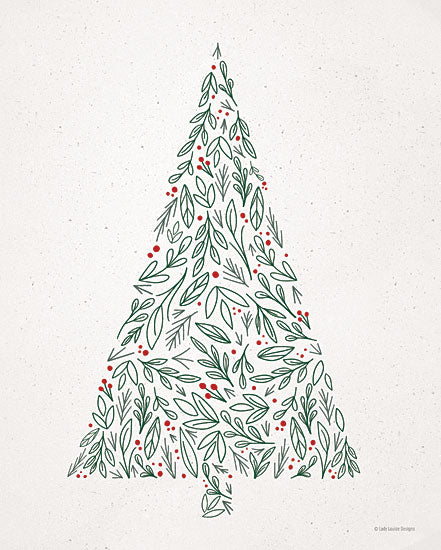 Lady Louise Designs BRO152 - BRO152 - Floral Christmas Tree II  - 12x16 Christmas Tree, Holidays, Christmas, Berries from Penny Lane