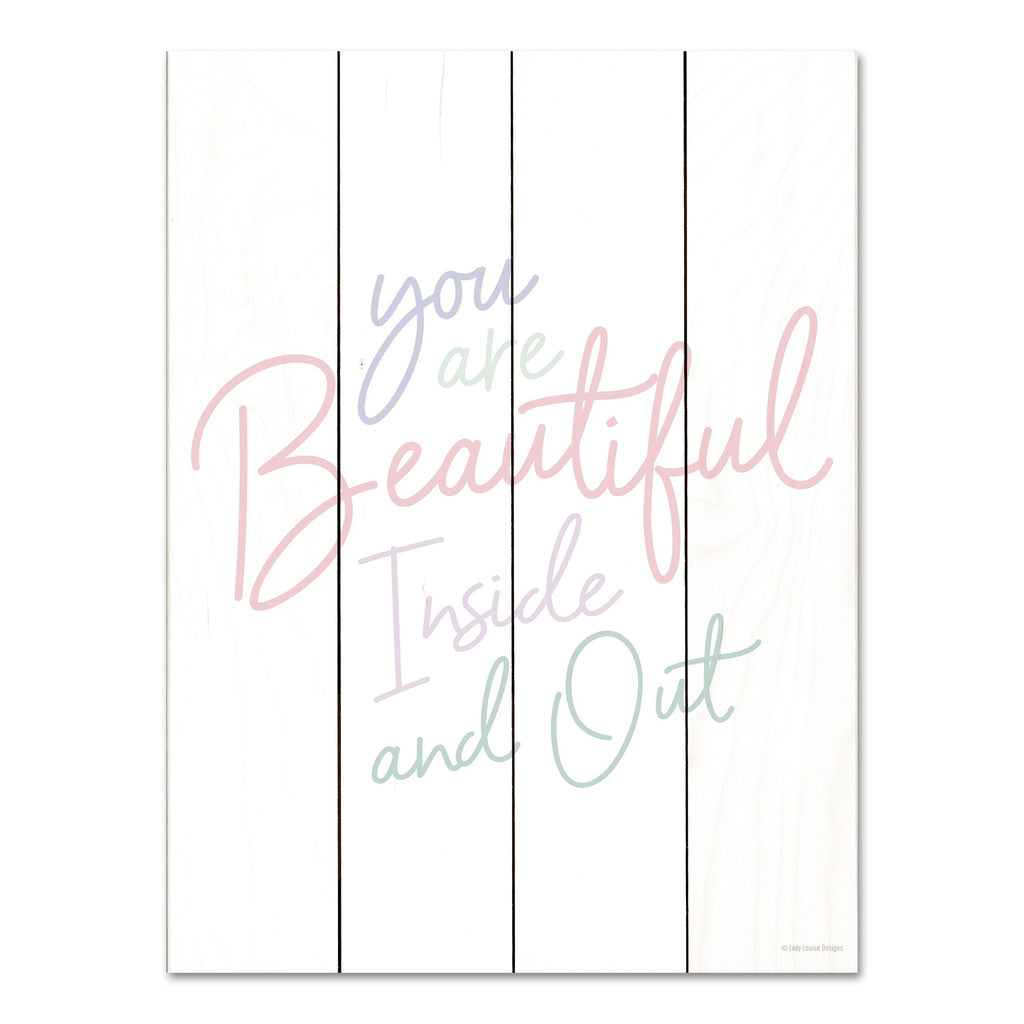 Lady Louise Designs BRO206PAL - BRO206PAL - Beautiful - 12x16 You Are Beautiful Inside and Out, Baby, Pastel Colors, Triptych, Signs, Typography from Penny Lane