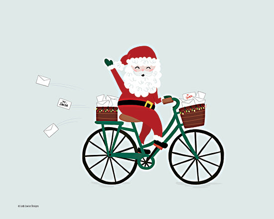 Lady Louise Designs BRO215 - BRO215 - Santa Bike - 16x12 Santa Claus, Bicycle, Bike, Letters to Santa, Christmas, Holidays, Whimsical from Penny Lane