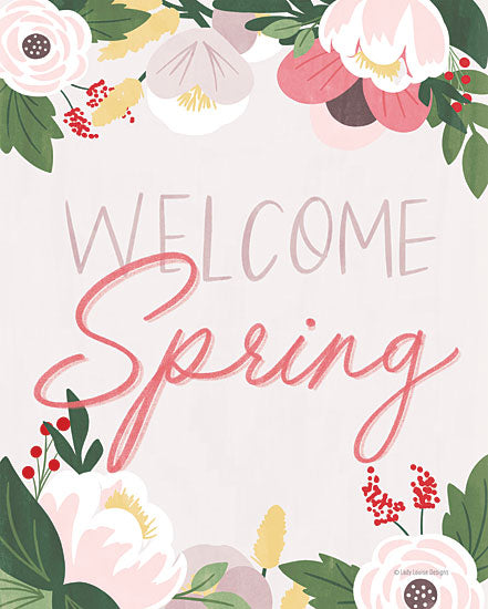 Lady Louise Designs BRO266 - BRO266 - Welcome Spring - 12x16 Welcome Spring, Springtime, Flowers, Typography, Signs from Penny Lane