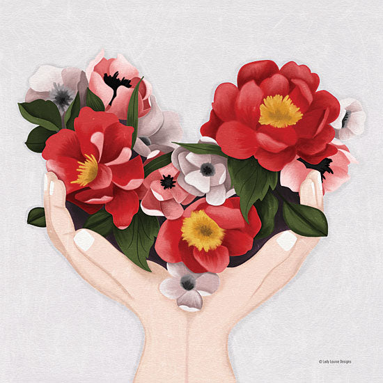 Lady Louise Designs BRO268 - BRO268 - Flower Hands - 12x12 Flowers, Hands, Figurative, Red Flowers, Spring from Penny Lane