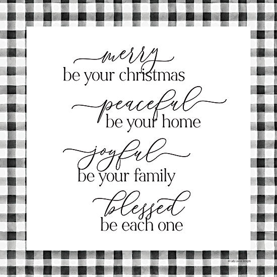 Lady Louise Designs BRO274 - BRO274 - Merry be Your Christmas - 12x12 Christmas, Holidays, Typography, Family, Home, Plaid, Black & White, Signs, Winter from Penny Lane