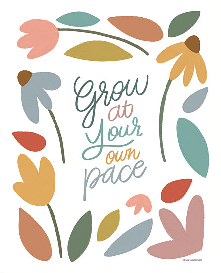 Lady Louise Designs BRO284 - BRO284 - Grow At Your Own Pace - 12x16 Inspirational, Grow at Your Own Pace, Typography, Signs, Motivational, Flowers, Folk Art, Abstract from Penny Lane