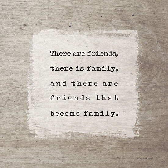 Lady Louise Designs BRO305 - BRO305 - Friends Become Family - 12x12 Inspirational, Friends, Family, Typography, Signs, Textual Art, Neutral Palette from Penny Lane