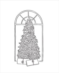 BRO329 - Christmas Tree Line Drawing - 12x16