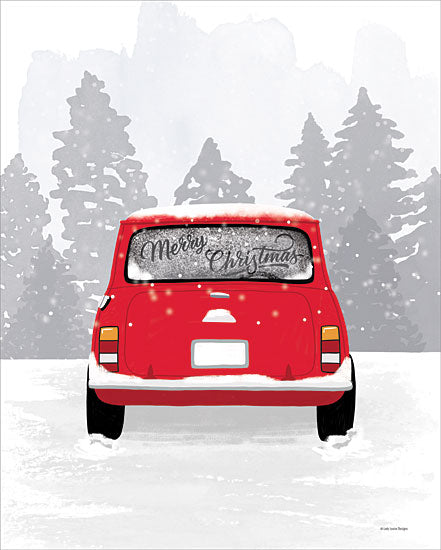 Lady Louise Designs BRO331 - BRO331 - Red Christmas Car - 12x16 Christmas, Holidays, Car, Red Car, Merry Christmas, Typography, Signs, Winter, Snow, Whimsical, Trees from Penny Lane